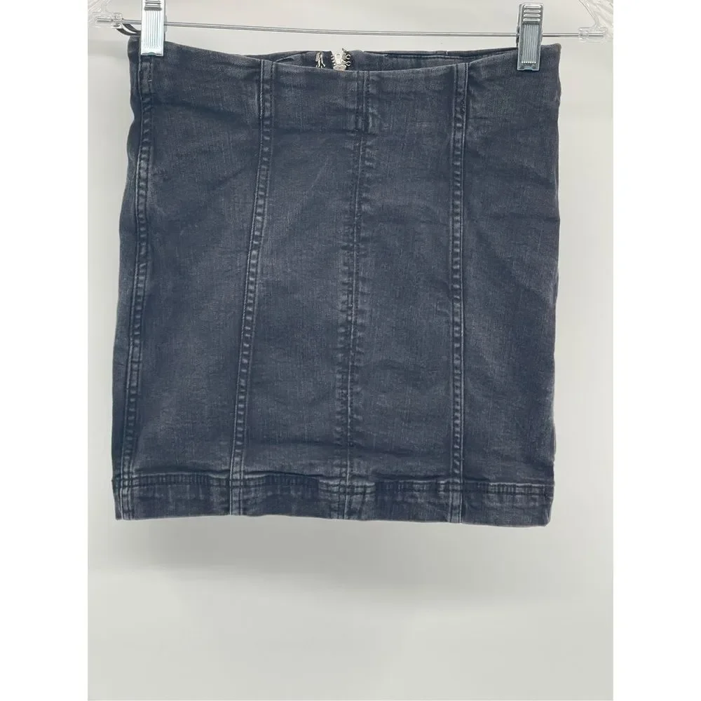 Free People Denim Skirt Women Size‎ 2 Black Mini